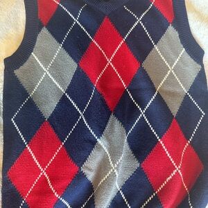Cherokee Navy and Red Argyle Sweater Vest